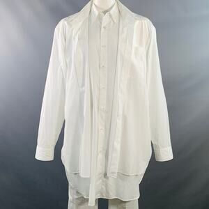 DRIES VAN NOTEN Size L White Cotton Double Layered Long Sleeve Shirt